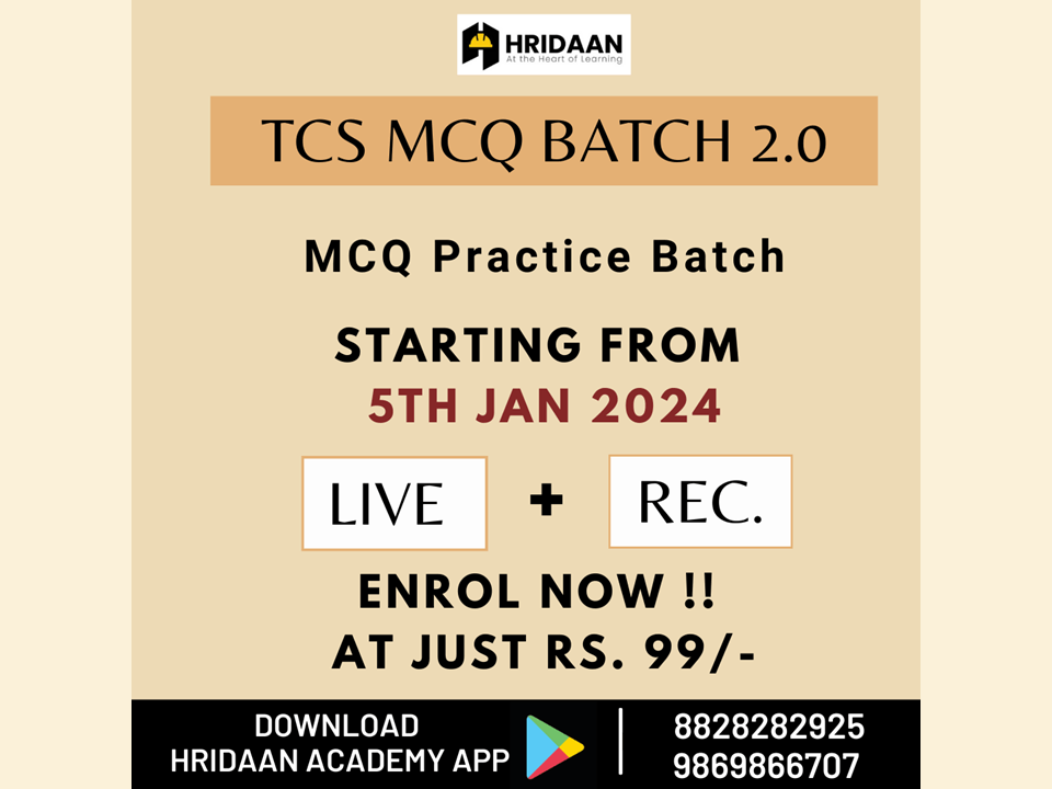 TCS MCQ Batch 2.0
