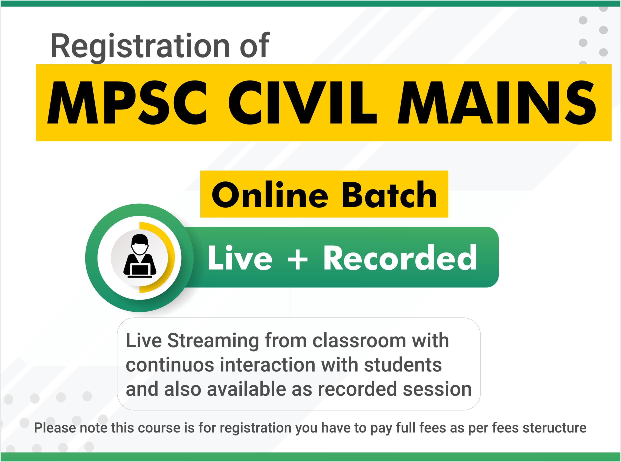 Registration for MPSC Civil Mains Exam Online Batch