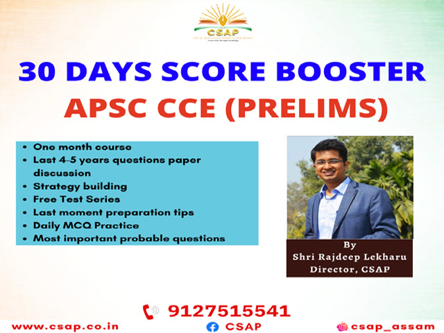 30 DAYS SCORE BOOSTER APSC CCE (PRELIMS)