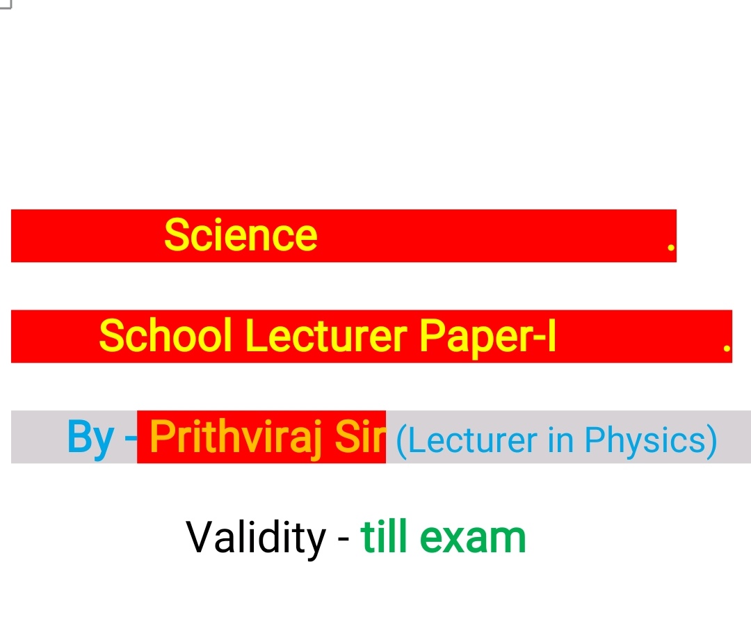 Science ( School Lecturer Paper-I) 396587